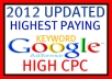 Give You 8000 Adsense 2012 Updated High Paying Keyword List With Detail