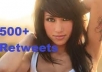 give 500 REAL retweets to your link & follow you with proof