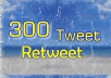 give you 300 tweet or retweet mostly from USA real twitter user within 24 hours