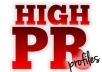create 25 high pr profiles for better SEO and more backlinks to your site which includes a report of the high pr profiles I create for you!!!