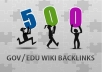 create 500+ High Quality Wiki backlinks to increase your rank