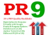 create you 20 PR9 backlinks from 20 different PR 9 high authority sites [ dofollow, Panda and Penguin compatible ] + pinging ....!!@