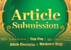 spin and Submit to 500 Article Submission Directories and blogs + 160 Instant Backlinks + 80 Live URLs