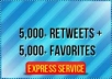 deliver 5000 Retweets and Favorites from 5000 unique profiles having a total of 400,000 followers within 48 hours