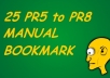 submit your website on 25 PR8 to PR5 Social Bookmarks MANUALLY..!!!!!