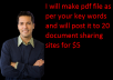 make pdf file as per your key words and will post it to 20 document sharing sites