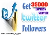 get you 35000 HIGHQUALITY Stable,No eggs,Bio and Location updated twitter followers follow in less then 8 hours Without Admin Access....!!!!