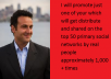 promote just one of your  which will get distribute and shared on the top 50 primary social networks by real people approximately 1,000 + times