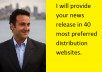 provide your news  release in 40  most preferred distribution websites