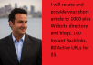 rotate and provide your short article to 1000 plus Website directory and blogs, 160 Instant Backlinks, 80 Active URLs 