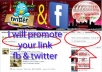 promote your WEBSITE or any link to my active 1million+ Facebook group members in 4 groups and 700+ twitter fans and 152+fans in usa group