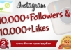 get You 10,000 Instagram Followers and 8000 Instagram Likes to your instagram account, super fast ..@