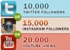 get u 10000+TopQuality Reallooking TWITTER or15000 instagram followers or 20000 youtube views in less then 8 hours............