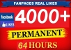 6000+ High Quality Real, Active and Permanent Facebook Likes or Fans to your facebook fan Page