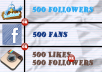deliver 500 facebook fans or 500 twitter followers or 500 instagram followers or likes in ONLY 24 hours