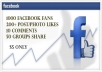 add 1000 Facebook Fans with 200+ post or photo likes, 10+ best comments and share on 50+ active groups