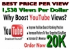Drip-Feed 20,000 VIDEO Views, 50+ Likes, 100+ Subs, 30+ Favs & up to 30 Comments to Your Youtube Video