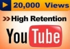 send over 20,000+ GUARANTEED youtube views to help with your you tube rankings and seo these are high retention full length viewz