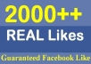 give 2000+ REAL facebook likes or fans to your facebook fanpages, website, likes are no bots, no fake account, only real people