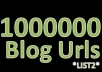 send You 1 Million Unique Wordpress Blog Urls List + Super Bonus 500 000 BlogEngine Urls @!