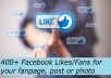 provide you 400+ Real Facebook Likes