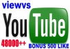 give your YouTube Video Over 48000 Views + 500 Likes Guaranteed within 72hours - 98 hours