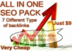 give you CHEAP ALL IN ONE SEO PACK with 4 PR7 to PR4 Dofollow Comment Backlinks +500 Edu +30 Dofollow Edu & Gov Dofollow +100 Social Backlinks