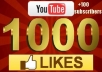 Give you 1000+ Guaranteed[Fast] YouTube Likes +100 subscribers [Real human]For 4 video separately