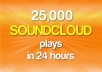 give you 25,000 SOUNDCLOUD Plays to Your Song Within 48 Hours