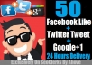 Give 50 Facebook like + 50 tweet + 50 Google+1 In Any Web Page Only 