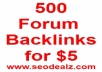 create 500 backlinks on PR3 or higher sites