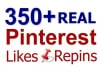 provide 350+ Real Pinterest Repins or Likes for your Pin ID or photos within 2 days