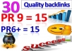 create 15► PR9 and 15► PR6+ ►Total 30 High quality Penguin safe backlinks for your site 