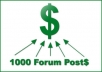 provide  1000 + back links from  Forum Posts on domains with PR, for up to 20 of your URLs