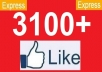 give 3100+ [PERMANENT] Facebook likes to your facebook fanpage,likes in 24 hours