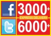 3000 Facebook likes OR 6000 Twitter followers, facebook likes, Twitter followers