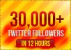 add 30,000 High Quality real looking permanent twitter followers to your twitter account in less than 24 hours