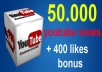 give your YouTube Video Over 50000 Views + 400 Likes Guaranteed