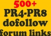 give you a list of 500+ forums that accept dofollow backlinks PR4 PR5 PR6 PR7 and PR8 that you can post your links to!!@@~~