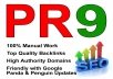 manually create Top QUALITY Backlinks from 10+ Unique Pr9 Top Authority Sites