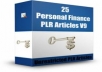 provide FRESH 25 Personal Finance PLR Articles 