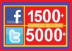 add 1500+ Facebook likes Or 5000+ Twitter followers, Facebook likes....!!!!