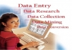 I will do DATAENTRY,web research,data collection,data research,data mining jobs 