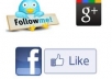 provide You, Real Human Verified 300+300+30 Facebook Likes +Twitter Followers+Google+1 only