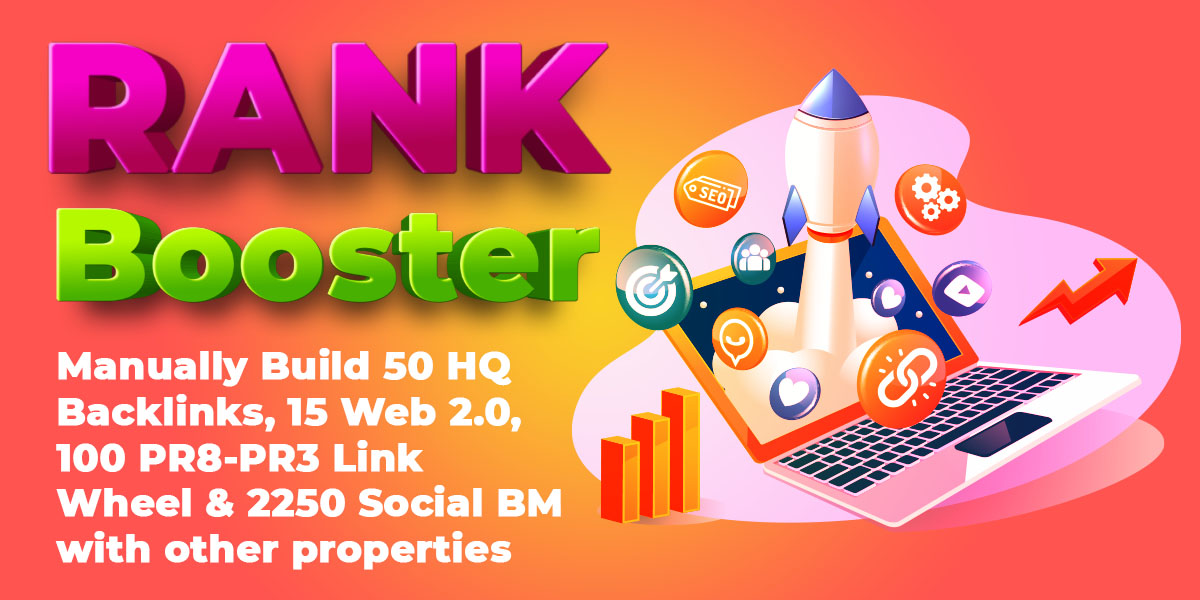 RANK BOOSTER Manually Build 50 HQ Backlinks, 15 Web 2.0, 100 PR8-PR3 Link Wheel with 2250 others. . 