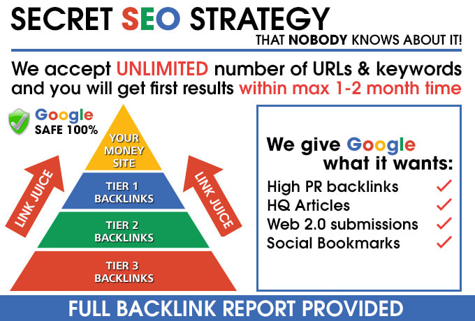 Rank on search engine 1st page by High DA Dofollow and web 2.0 3 tier backlinks