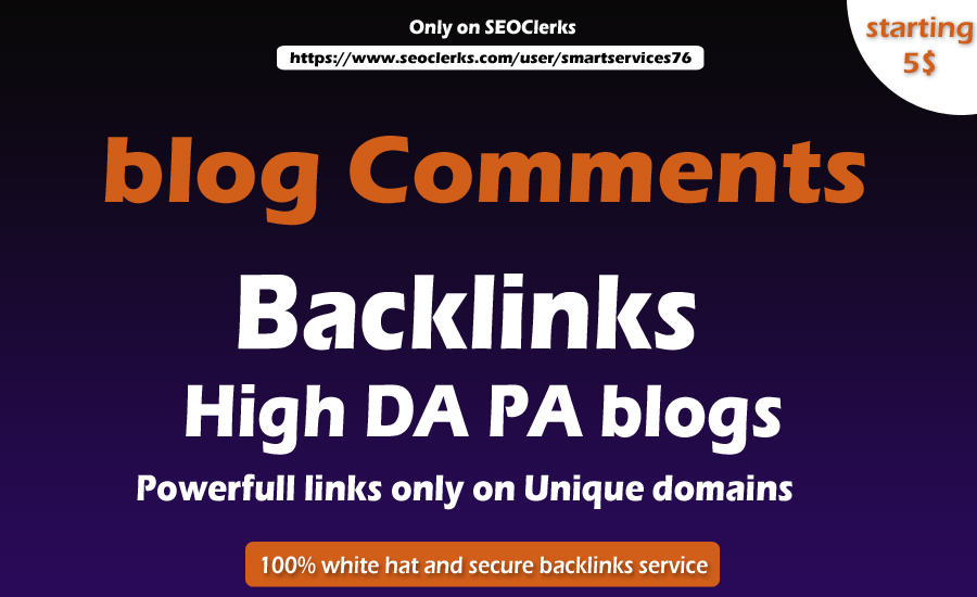Manually High Quality Blog comments Backlinks starting price
