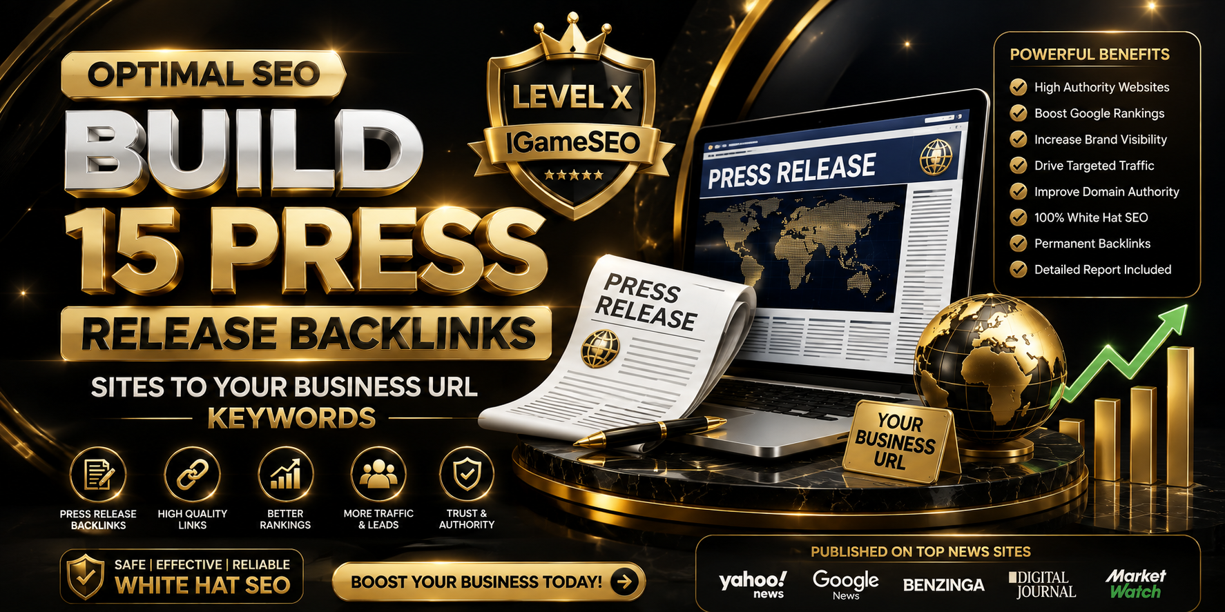 Optimal SEO Build Write 15 Press Release Backlinks Sites To Your Business URL Keywords