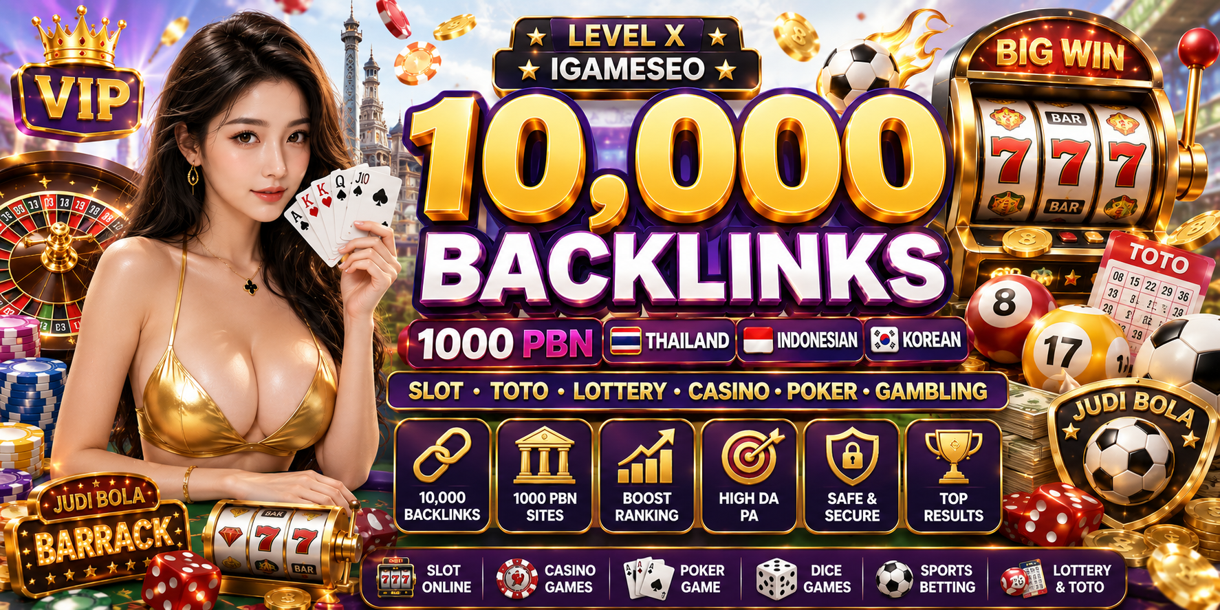 10000 Backlinks 1000 PBN Thailand Indonesian Korean S...