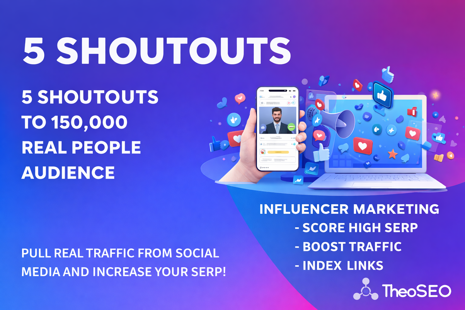 Organic Shoutouts - 5 Shoutouts to 150,000 Real Audience - Get High Quality Signals For Traffic